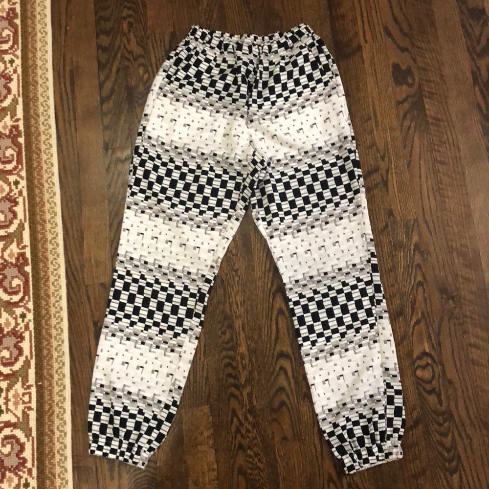 Black and white jogger style pant